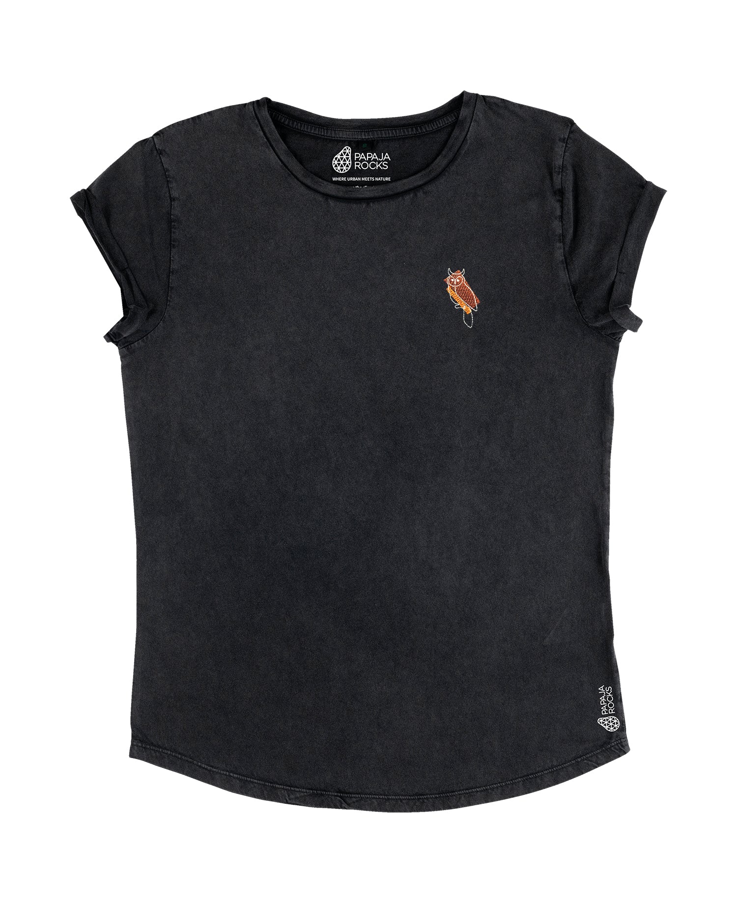 De Uil | T-shirt Dames | Stone Wash Black