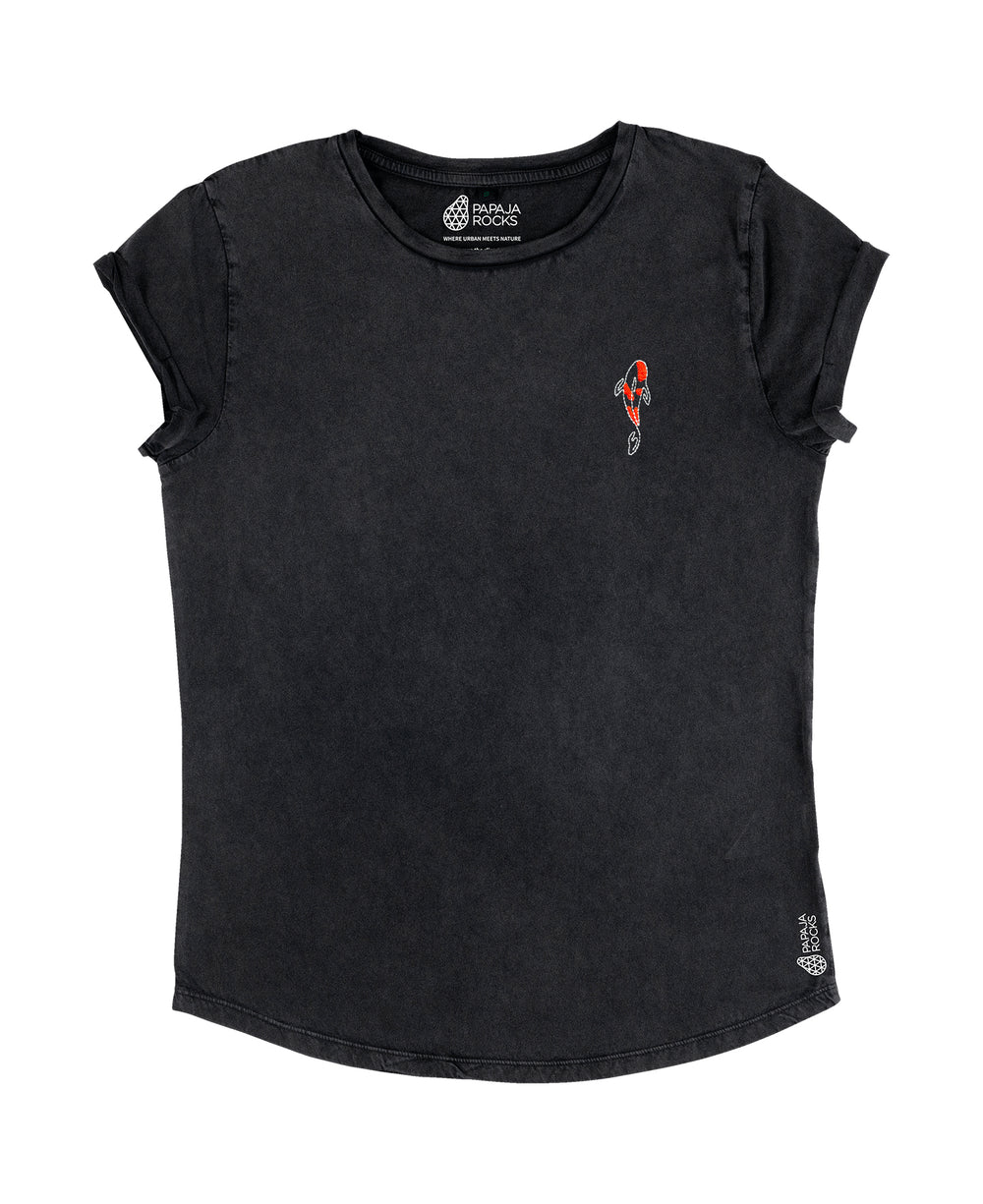 De Koi | T-shirt Dames | Stone Wash Black